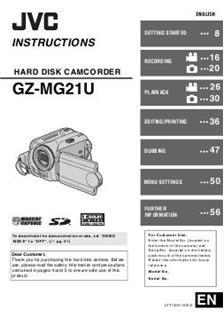 JVC GZ MG 21U manual. Camera Instructions.